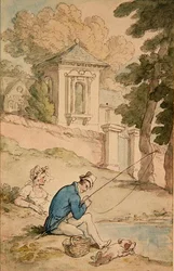 Man Fishing, ok. 1780 r. (pisak, brązowy tusz i akwarela na papierze)