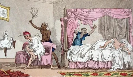 Nieszczęścia w Indiach z „Wielkiego mistrza czy przygody Qui Hi? w hindostanie. A Hudibras Poem in Eight Cantos by Quiz”, William Combe (1741-1823), wyd. Thomas Tegg, Londyn