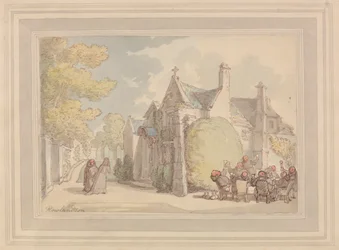 Mnisi hulający przed klasztorem