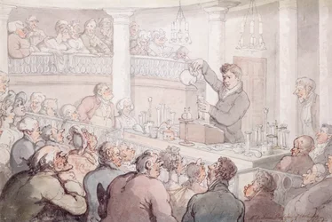 Profesor F Accum wykłada w Surrey Institute, Londyn, 1809