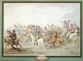 Powrót z wyścigów w Epsom, 1823 (pióro, wc i ołówek na papierze)