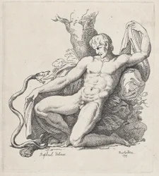 Wąż atakujący nagiego mężczyznę, 1799., 1799.