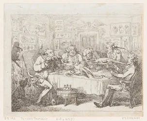 Sir Joseph Banks ma zamiar zjeść aligatora „Wieczerza rybna”, 1788 lub później. 1788 lub później.