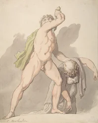 Stojący nagi mężczyzna podtrzymujący omdlałą kobietę Ludovisi Gal w Uffizi, 1780-1827.