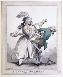 Tighten More - Prints autorstwa Rowlandsona, w „Gorset w sztuce i moralności od XIII do XX wieku” F. Librona i H. Clouzota