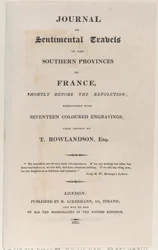Strona tytułowa, z Journal of Sentimental Travels in the Southern Provinces of France, Shor..., 1821.