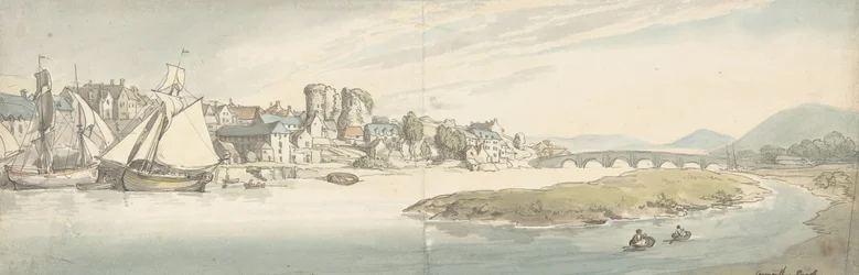 Widok miasta nad rzeką Zamek Carwitham, 1775-1827.