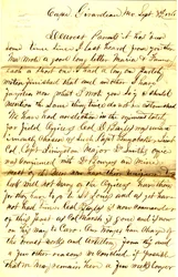 List podpisany T.S. Hawley, Cape Girardeau, Missouri, do rodziców, 8 września 1861 r