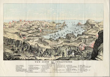 Le siege de Sebastopol (1854-1855) - Oblężenie Sewastopola - Sinclair, Thomas S. (ok. 1805-1881) - 1855 - Litografia, akwarela - 30,5x43,6 - Kolekcja prywatna
