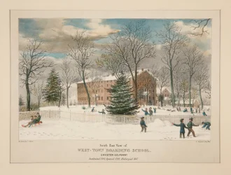 West-Town Boarding School (widok południowo-wschodni), Chester Co., Pa.