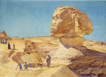 Wielki Sfinks pod piramidami w Gizie, 1854