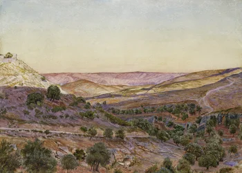 Wzgórza Moabu i Dolina Hinnom, 1854 (akwarela i kolor nadwozia)