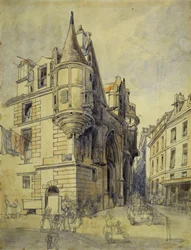 Hotel de Sens, rue du Figuier, ok. 1833 (ołówek i akwarela)
