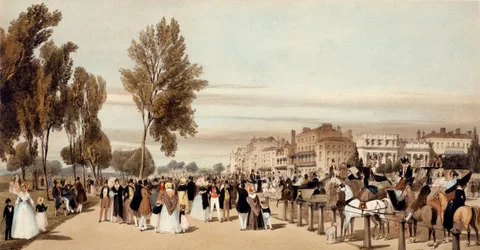 Hyde Park, w kierunku Grosvenor Gate z „Londynu, który jest czerpany z natury”, 1842