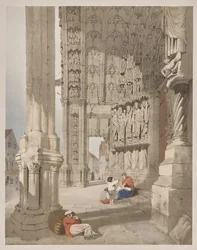 Malownicza architektura w Paryżu, Gandawie, Antwerpii, Rouen: Ganek południowy katedry w Chartres, Chartres, Francja