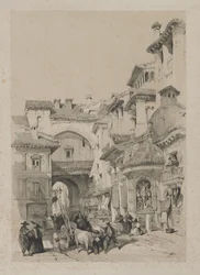 Malownicze szkice w Hiszpanii: Brama Vivarrambla, Granada, 1837.