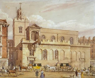 Kościół św Dunstana na zachodzie, Fleet Street, City of London, 1827