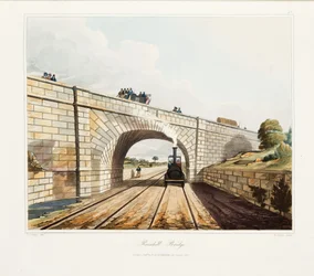 Rainhill Bridge, opublikowany w 1831 r. (Ręczny grawer w kolorze)