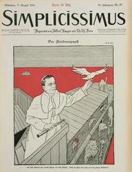 Papież pokojowy, okładka niemieckiego magazynu „Simplicissimus”, wyd. 1915 (lit)