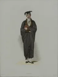 Scholar, ryt. J. Agar, opublikowany w „History of Oxford” R. Ackermanna, 1814 (akwaforta ręcznie kolorowana)