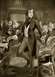 Pierwsze przemówienie Disraelego w Izbie Gmin, ilustracja z „Hutchinson