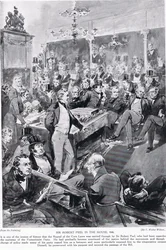 Sir Robert Peel w domu, 1846 r., ilustracja z "Hutchinson