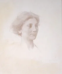 Głowa dziewczyny, ok. 1909 (srebrny punkt na białej przygotowanej planszy z maty)