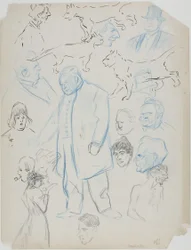 Arkusz szkiców: Mężczyźni, kobiety i koty (recto); Arkusz szkiców: Mężczyźni i kobiety (verso)