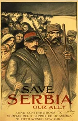 Uratuj Serbię naszego sojusznika, prześlij datki do Serbskiego Komitetu Pomocy w Ameryce, wyd. Francja, 1916