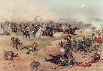 Sheridans Final Charge w Winchester, wyd. :. Prang & Co., 1886 (litografia kolorowa)