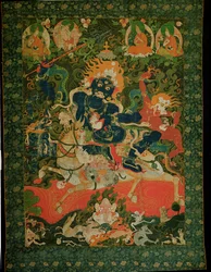 Malowidło Thangka przedstawiające Shridevi, z klasztoru Tashilhumpo, XVII-XVIII w. (farba na usztywnionej bawełnie)