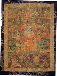 Trzeci Panczenlama Losan Penden Yeshe (gwasz na tkaninie)