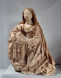 Matka Boska Zwiastowania. Marmurowa rzeźba polichromowana autorstwa Tilmana Riemenschneidera (1460-1531), koniec XV wieku. Paryż, Musée du Louvre