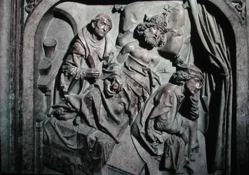 Grób Henryka II (973-1024) i jego żony Kunigundy, fragment cesarza operowanego przez św. Benedykta