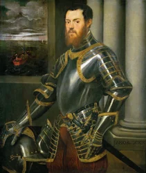 Portret mężczyzny w zdobionej złotem zbroi