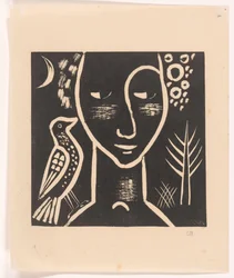 Głowa kobiety z gołębiem