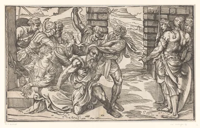 Samson walczy z filistyńskimi żołnierzami