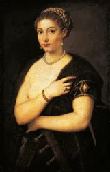Dziewczyna w futrze, Tycjan (ok. 1490-1576), olej na płótnie 95x63 cm