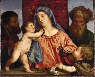 Madonna z wiśniami ... (olej na płótnie)
