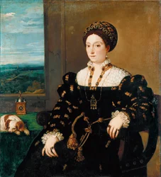 Portret Eleonory Gonzagi (Gonzaga), księżnej Urbino Obraz Tiziano Vecellio zwany Tycjanem (ok. 1490-1576)