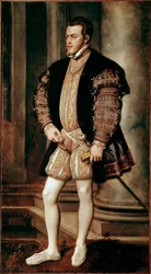 Portret Filipa II (1527-1598), syna Karola V Obraz Tiziano Vecellio dit Le Titian (1485-1576) Palazzo Pitti, Galleria Palatina, Florencja
