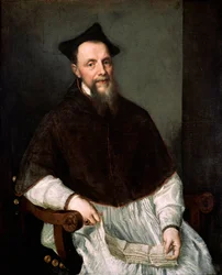 Portret prałata Ludovico Beccadelli (uczestniczył w Soborze Trydenckim) Obraz Tiziano Vecellio zwany Tycjanem (ok. 1490-1576)