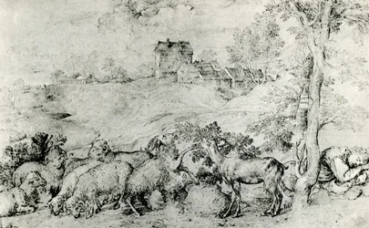 Krajobraz ze stadem owiec, c1520, 1937