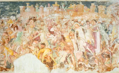 Męczeństwo, fragment Legendy o św. Urszuli Tommaso da Modena (1326-1379), fresk, detal, kościół Santa Caterina, Treviso