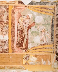 Sen papieża, fragment Opowieści św. Urszuli Tommaso da Modena (1326-1379), fresk, kościół Santa Caterina, Treviso