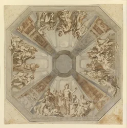 Studium do Triumfu Apolla na suficie Sala delle Muse, Museo Pio-Clementino, Vati