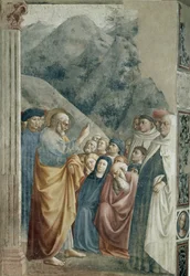 Predykacja św. Piotra - Fresk Tommaso di Cristoforo Fini dit Masolino da Panicale (1383-około 1440), 255x162 cm, około 1425. Florencja, kościół Santa Maria del Carmine, kaplica Brancaccich