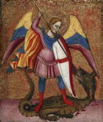 „Święty Michał Archanioł” Obraz mistrza z Santa Verdiana (czynnego w latach 1380-1420) ok. 1390 r. Muzeum sztuki Walters, Baltimore, Stany Zjednoczone