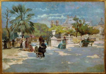 Krajobraz obrazu Midi autorstwa Torello Ancillottiego (1843-1899) XIX-wieczne Muzeum Sztuki Nowoczesnej we Florencji