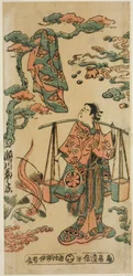 Aktor Segawa Kikunojo I jako Mizue Gozen w sztuce „Suehiro Izu Nikki”, wystawiony w Teatrze Nakamura w jedenastym miesiącu 1745 (?)